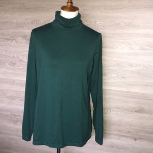 Women’s Land’s End Lightweight Fitted T-neck,Green